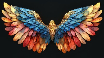 Poster - Ornate Colorful Wings  A Detailed Artistic Render