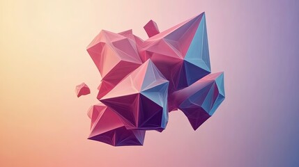 Poster - Abstract geometric shapes in vibrant color gradients against a soft background