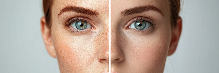 Aufkleber - Womans face showing contrast between wrinkles and smooth skin highlighting aging and beauty. Generative AI