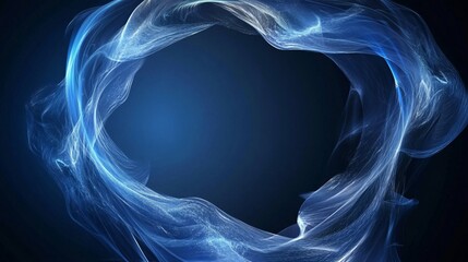 Aufkleber - Abstract blue wavy lines creating a circular frame on dark background