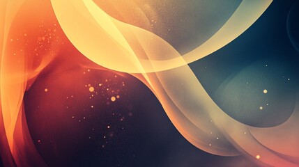 Poster - Abstract orange and teal background with flowing lines and particles