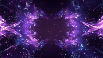 Poster - Purple and blue nebula clouds creating a symmetrical frame in the universe