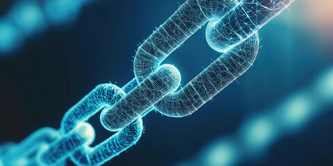 Chain made of digital data code and connections, security abstract background, business Ecosystem, Blockchain concept