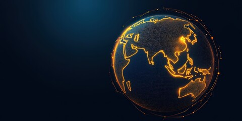 Poster - Glowing Earth Globe Digital Network Connection Abstract Background