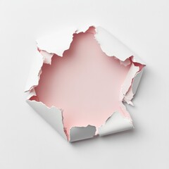 Aufkleber - Ripped White Paper with Pink Interior Reveal: Abstract Texture Background
