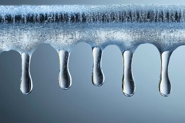 Aufkleber - Melting Icicles with Water Droplets: Close-up of Winter Texture