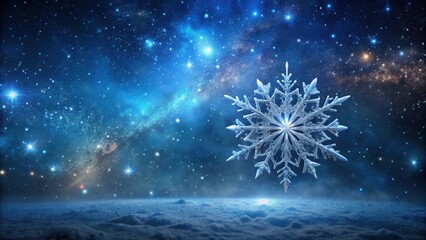 Wall Mural - delicate snowflake and starry night sky, serene, galaxy, serene, galaxy, peaceful, heavenly, wintery