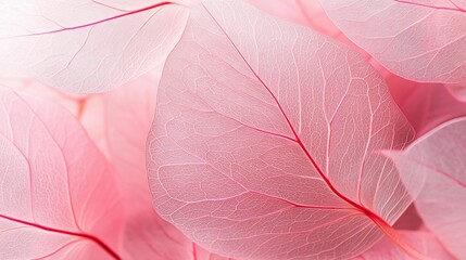 Poster - Close-up of delicate, translucent pink leaves with visible veins, creating a soft, ethereal texture.