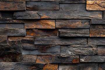 Aufkleber - Dark brown and black stone wall texture background.