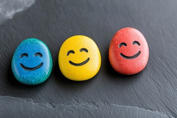Aufkleber - Mood indicator on light blue background, flat lay Emotional management