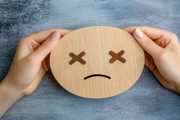 Aufkleber - Mood indicator on light blue background, flat lay Emotional management