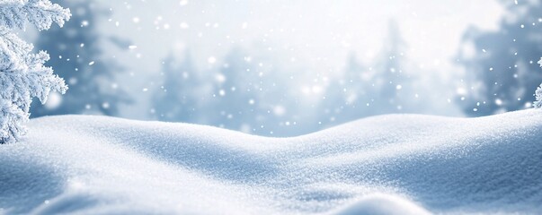 Aufkleber - Snow falling on beautiful winter wonderland landscape