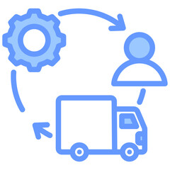 Sticker - Supply Chain Integration Lineal Blue Icon