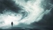 © HISTOCK - Man walking into swirling dramatic sky apocalypse