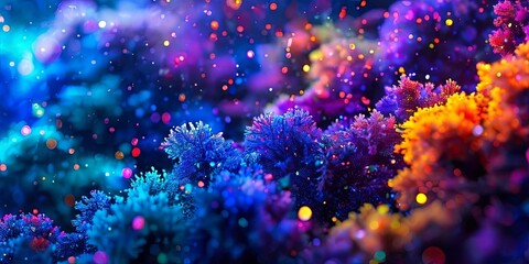 Poster - A colorful coral reef with many different colored plants