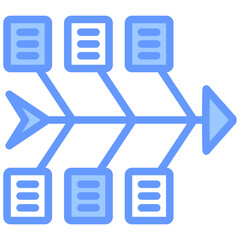 Poster - Fishbone Diagram Lineal Blue Icon