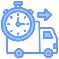 Poster - On Time Delivery Lineal Blue Icon