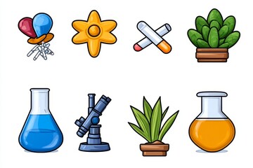 Poster - Laboratory icon set Containing experiment, test tube, microscope, flask, chemical, biology, research, lab and more Solid vector icons collection