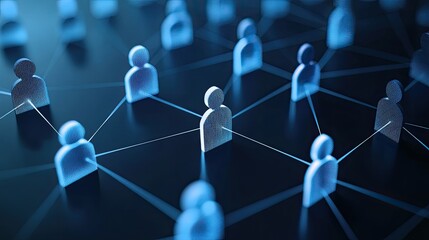 Poster - A high-tech visualization of network connections and modern communication symbols in blue tones.