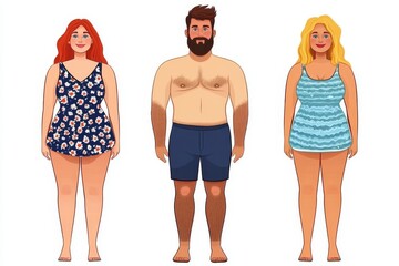 Poster - Men and women kit Young people vector set Crowd Different people Flat vector characters isolated on white background