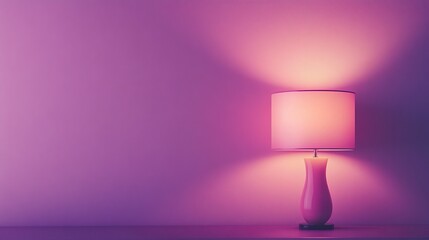 Poster - A modern aesthetic image showcasing a sleek pink table lamp with soft lighting on a purple wall.