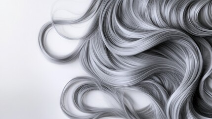 Wall Mural - A modern grey wig with luxurious waves, perfect for stylish and elegant hair transformations.