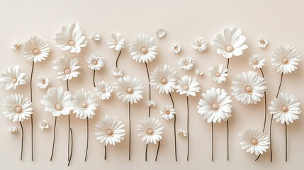 Aufkleber - A natural and fresh arrangement of white daisies on a soft background, ideal for spring and summer themes.