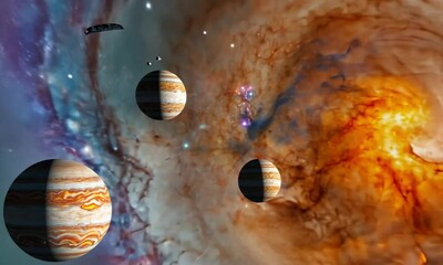 Wall Mural - fly through the galaxy and outer space planets