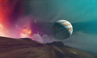 Wall Mural - fly through the galaxy and outer space planets
