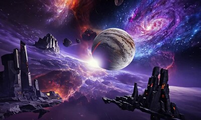 Wall Mural - fly through the galaxy and outer space planets