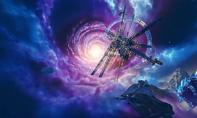 Wall Mural - fly through the galaxy and outer space planets