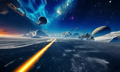 Wall Mural - fly through the galaxy and outer space planets