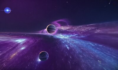 Wall Mural - fly through the galaxy and outer space planets