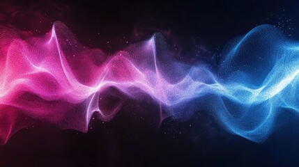 Poster - A digital abstract composition of gradient waves in bright pink and blue, radiating energy and motion.