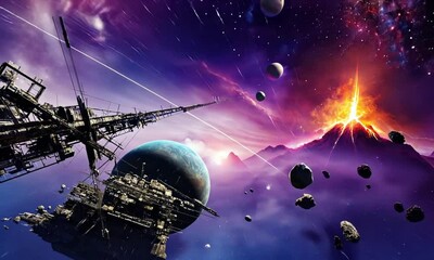 Wall Mural - fly through the galaxy and outer space planets