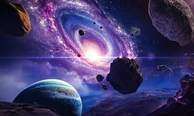 Wall Mural - fly through the galaxy and outer space planets