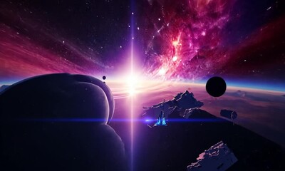 Wall Mural - fly through the galaxy and outer space planets