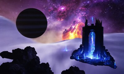 Wall Mural - fly through the galaxy and outer space planets
