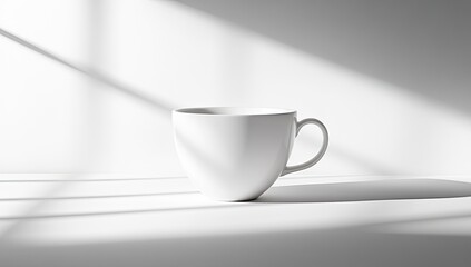 Poster - White mug in sunlit studio