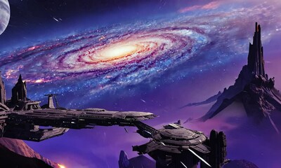 Wall Mural - fly through the galaxy and outer space planets