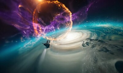 Wall Mural - fly through the galaxy and outer space planets