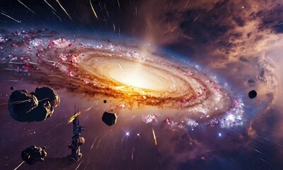 Wall Mural - fly through the galaxy and outer space planets