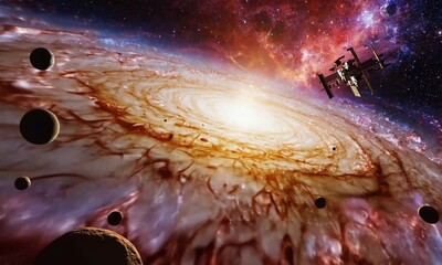 Wall Mural - fly through the galaxy and outer space planets
