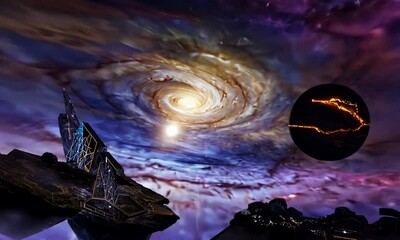 Wall Mural - fly through the galaxy and outer space planets