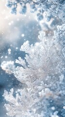 Aufkleber - Frozen branches glistening in winter wonderland with falling snow