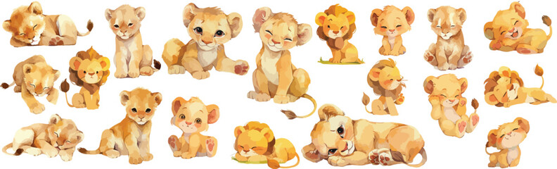 Wall Mural - baby lion watercolor clipart