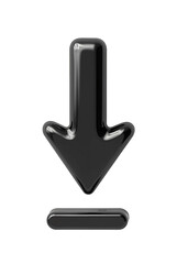 Wall Mural - black arrow 3d download icon isolated on transparent background cutout