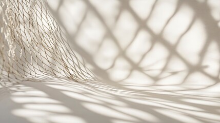 Abstract background with the shadows of a net on a white wall, in a light beige color, high resolution, highly detailed, sharp focus, studio photography.