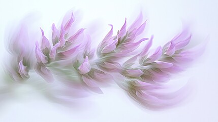 Canvas Print - Delicate pink flowers, soft focus, white background, nature serenity, ideal for greeting cards