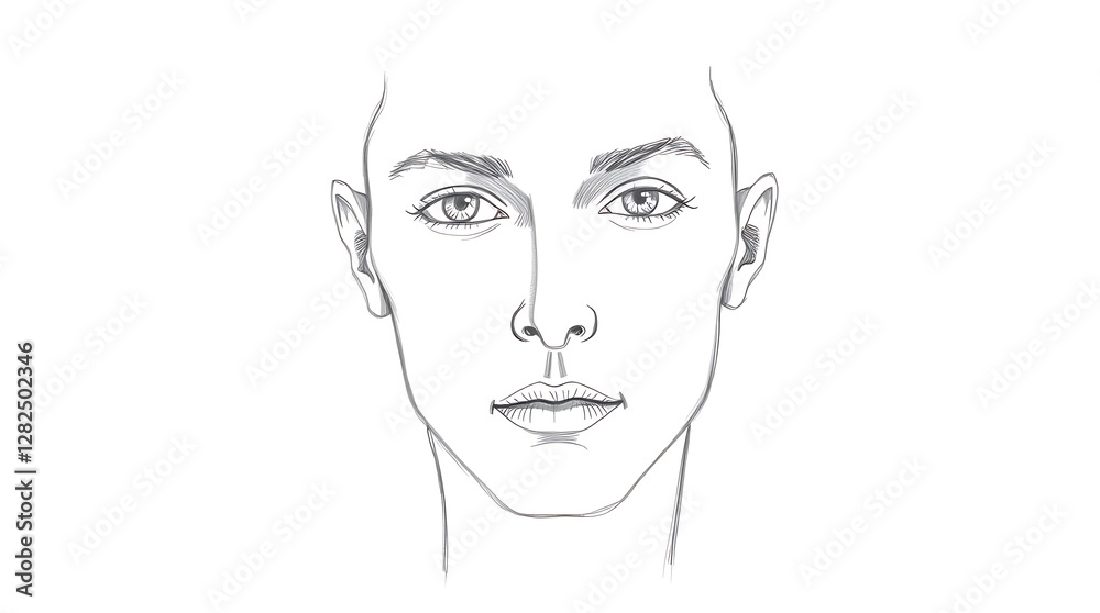 Minimalist pencil sketch of a human face, simple lines, focusing on ...